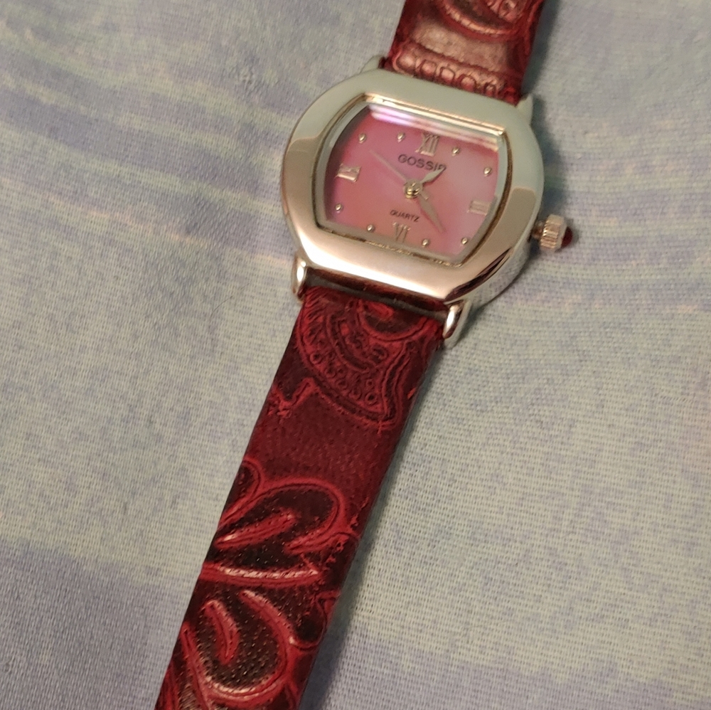 Gossip Embossed Leather Pink Mother of Pearl Watch